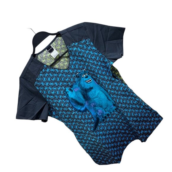 Disney Pixar Monsters Inc Licensed Womens Size M Pediatric V-neck Scrubs Top NEW - Picture 2 of 9
